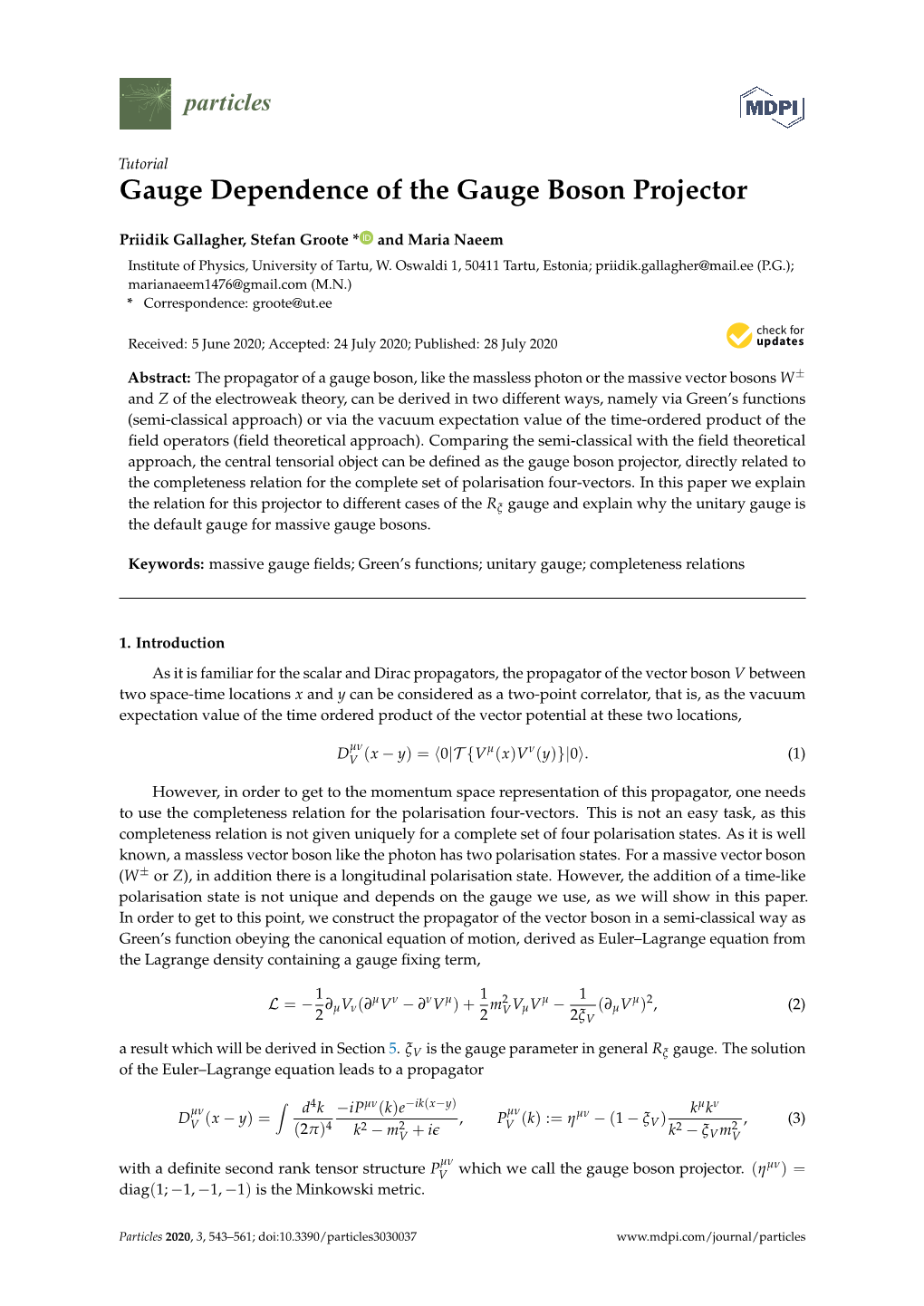 Gauge Dependence of the Gauge Boson Projector