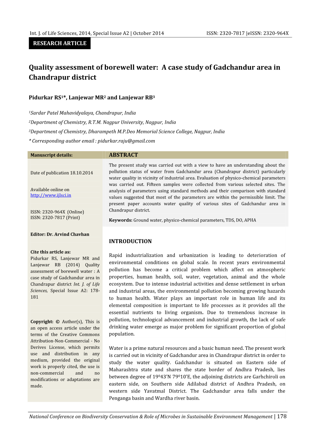 A Case Study of Gadchandur Area in Chandrapur District