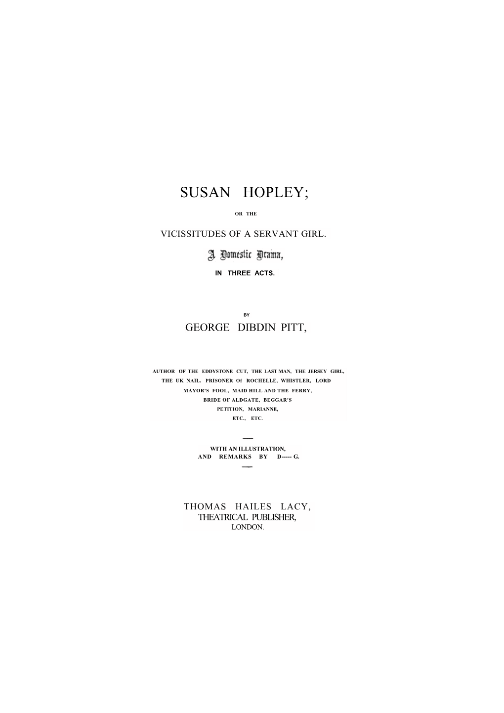 Susan Hopley; Or, the Vicissitudes of a Servant Girl