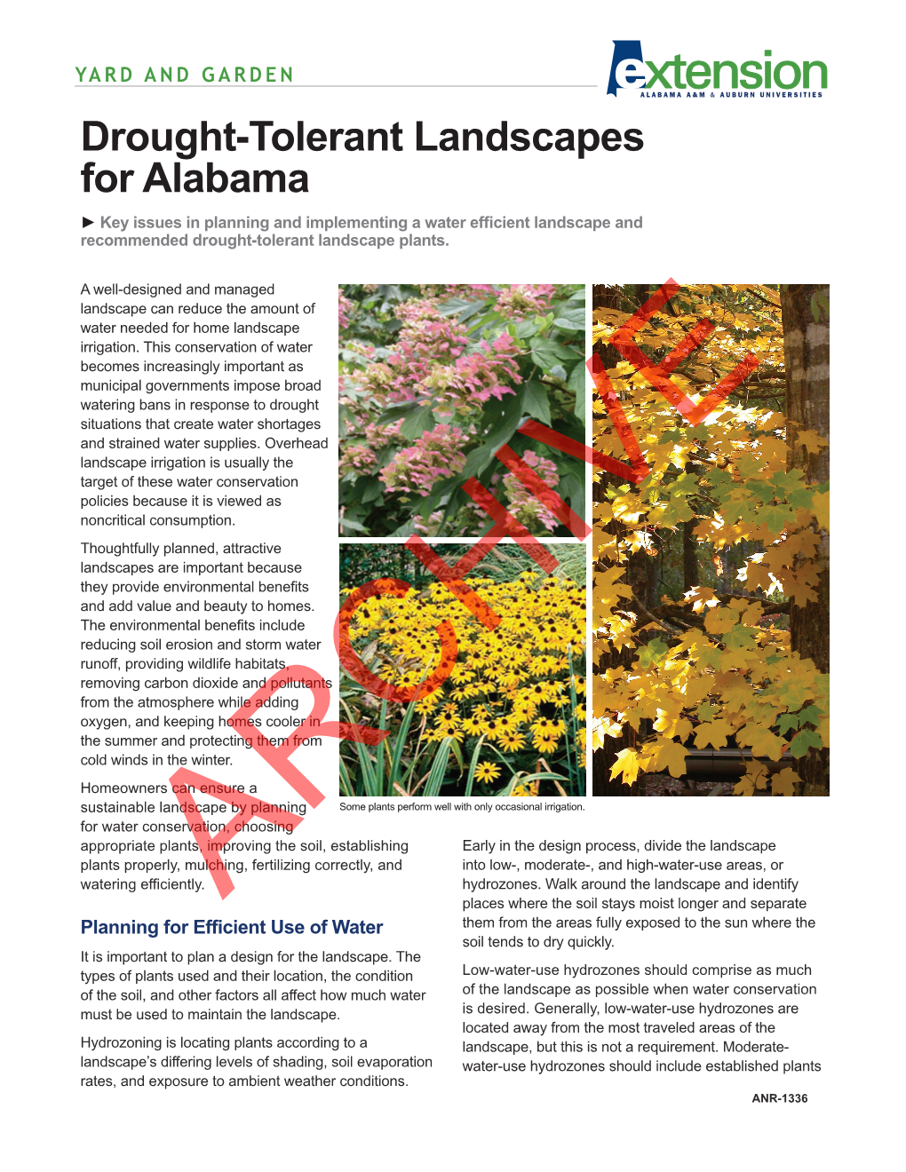 Drought-Tolerant Landscapes for Alabama ► Key Issues in Planning and Implementing a Water Efficient Landscape and Recommended Drought-Tolerant Landscape Plants