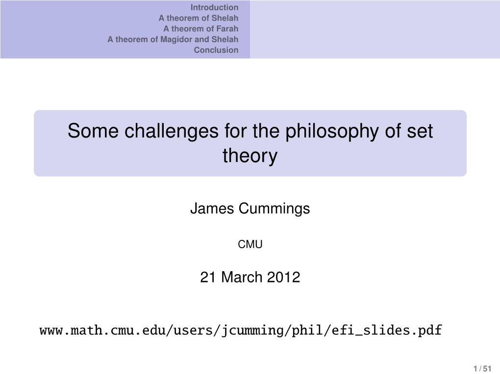 Some Challenges for the Philosophy of Set Theory