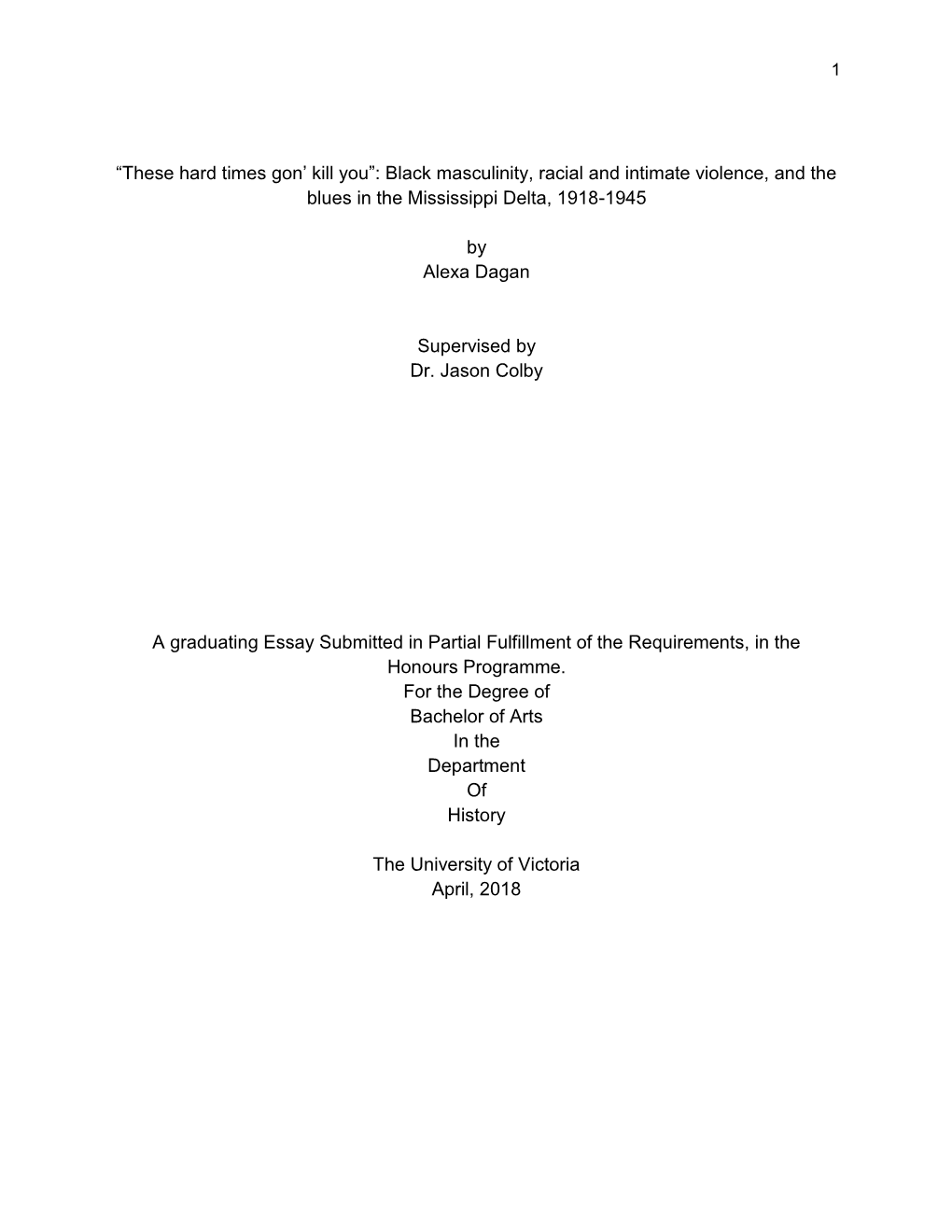 Black Masculinity, Racial and Intimate Violence, and the Blues in the Mississippi Delta, 1918-1945