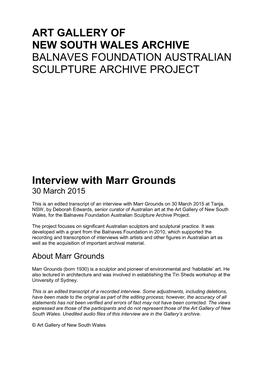 Interview with Marr Grounds 30 March 2015