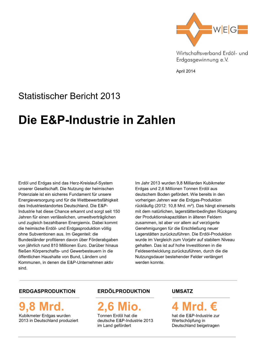 Die E&P-Industrie in Zahlen