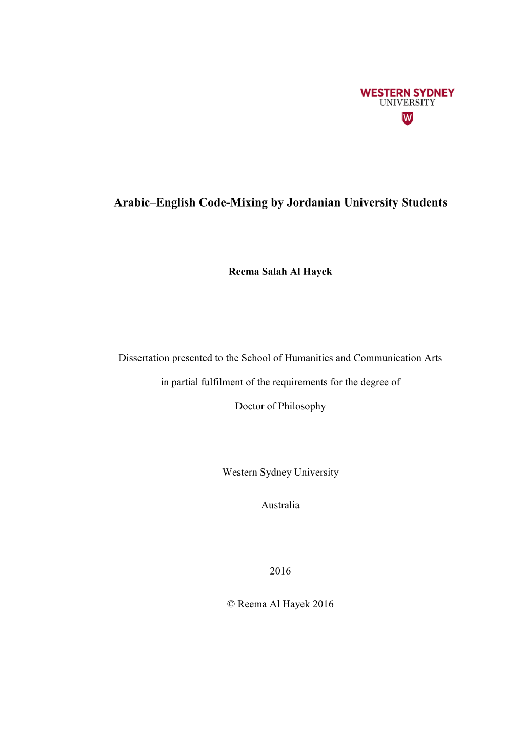 Arabic–English Code-Mixing by Jordanian University Students