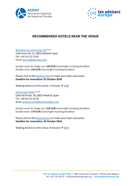 Recommended Hotels Near the Venue