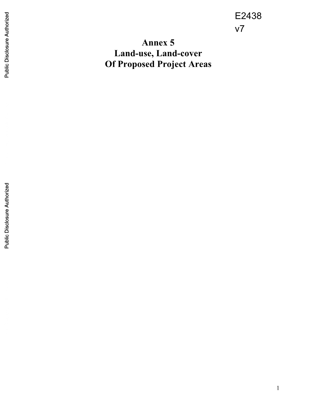 Annex 5 Land-Use, Land-Cover of Proposed Project Areas