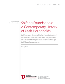 Shifting Foundations: a Comtemporary History of Utah