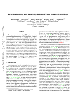 Zero-Shot Learning with Knowledge Enhanced Visual Semantic Embeddings