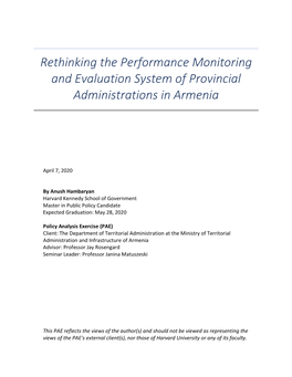 Rethinking the Performance Monitoring and Evaluation System of Provincial Administrations in Armenia