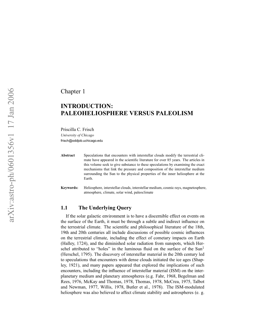 Introduction: Paleoheliosphere Versus Paleolism