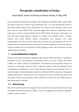 The Genetic Classification of Cicipu