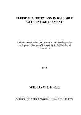 Kleist and Hoffmann in Dialogue with Enlightenment