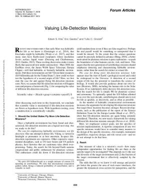 Valuing Life-Detection Missions