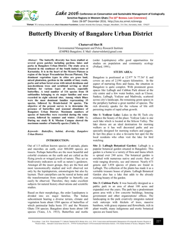 Butterfly Diversity of Bangalore Urban District