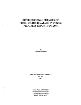 Distributional Surveys of Freshwater Bivalves in Texas: Progress Report for 2001