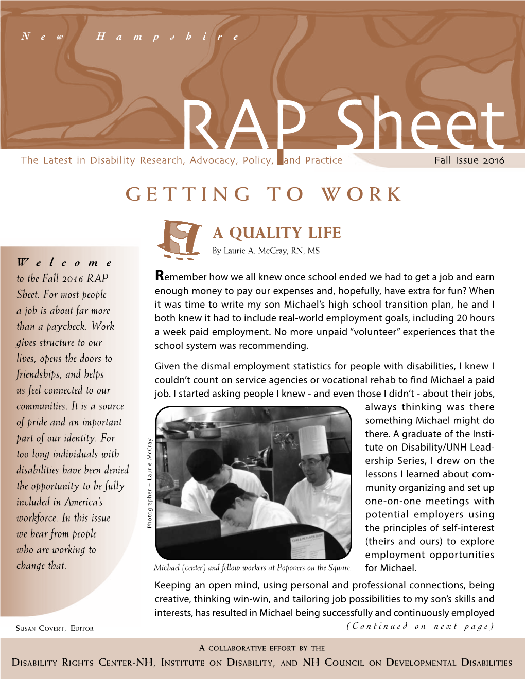 RAP Sheet Fall 2016: Getting to Work