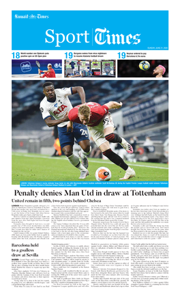 Penalty Denies Man Utd in Draw at Tottenham United Remain in Fifth, Two Points Behind Chelsea