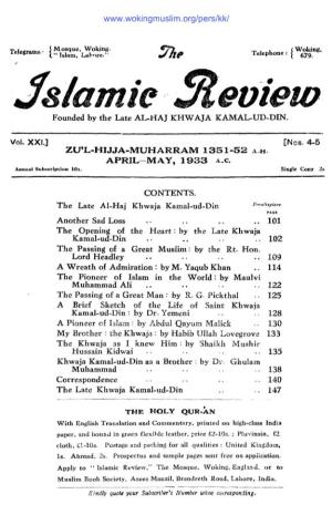 The Islamic Review, April-May 1933