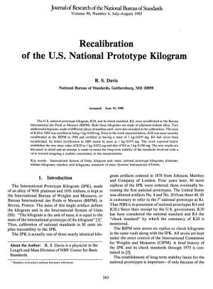 Recalibration of the U.S. National Prototype Kilogram