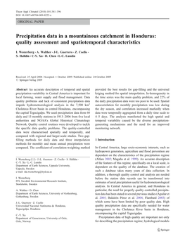 Precipitation Data in a Mountainous Catchment in Honduras: Quality Assessment and Spatiotemporal Characteristics