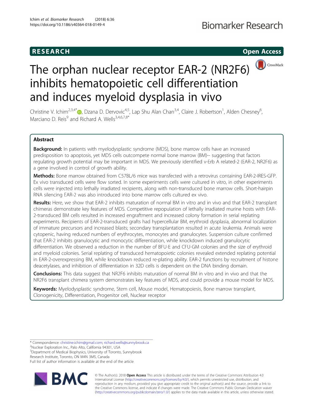 Inhibits Hematopoietic Cell Differentiation and Induces Myeloid Dysplasia in Vivo Christine V