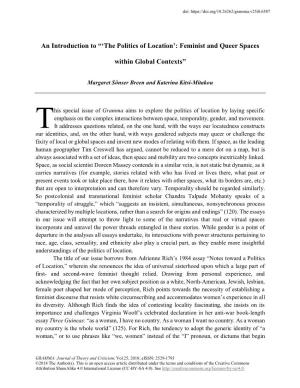 'The Politics of Location': Feminist and Queer Spaces Within Global Contexts