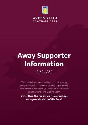 Away Supporter Information 2021/22