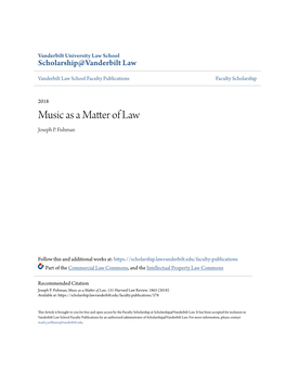 Music As a Matter of Law Joseph P