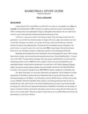 BASKETBALL STUDY GUIDE Physical Education