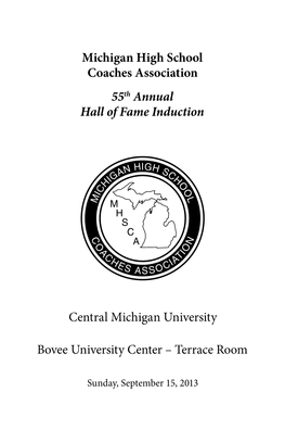 Michigan High School Coaches Association 55Th Annual Hall of Fame Induction