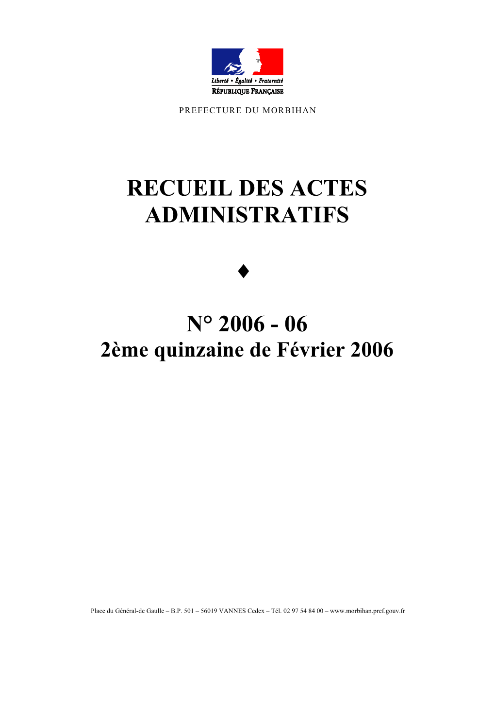 Recueil Des Actes Administratifs N° 2006-06