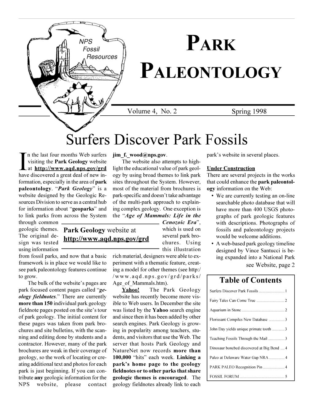 Park Paleontology, Spring 1998  Page 1