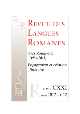 Revue Des Langues Romanes, Tome CXXI