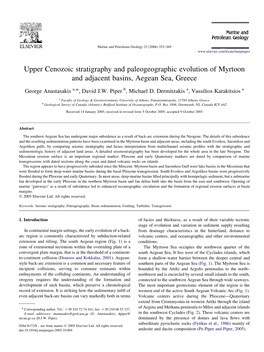 Upper Cenozoic Stratigraphy and Paleogeographic Evolution of Myrtoon and Adjacent Basins, Aegean Sea, Greece