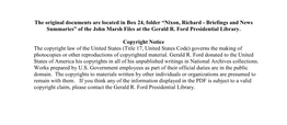 Nixon, Richard - Briefings and News Summaries” of the John Marsh Files at the Gerald R