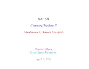MAT 531 Geometry/Topology II Introduction to Smooth Manifolds