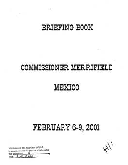 Briefing Book, Commissioner Merrifield, Mexico February 6-9, 2001