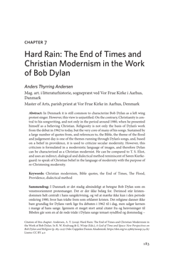 The End of Times and Christian Modernism in the Work of Bob Dylan