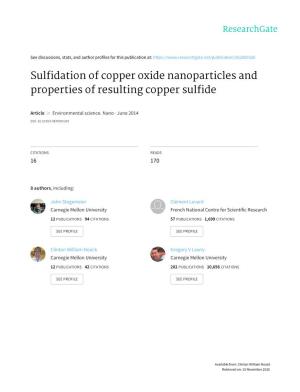 Sulfidation of Copper Oxide Nanoparticles and Properties of Resulting Copper Sulfide