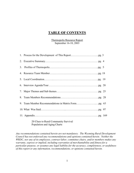 Thermopolis Rural Resource Team Assessment Report