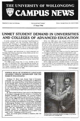 University of Wollongong Campus News 17 June 1986