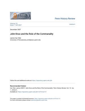 John Knox and the Role of the Commanality