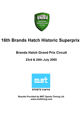 16Th Brands Hatch Historic Superprix