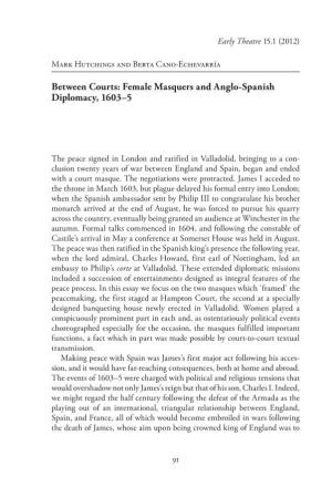 Female Masquers and Anglo-Spanish Diplomacy, 1603-5
