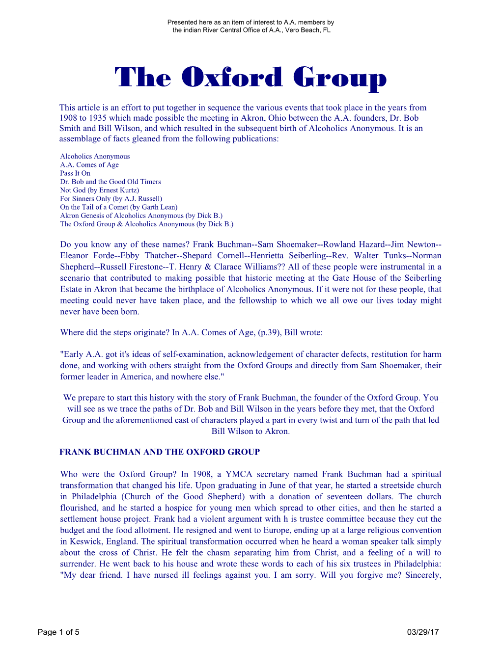 The Oxford Group