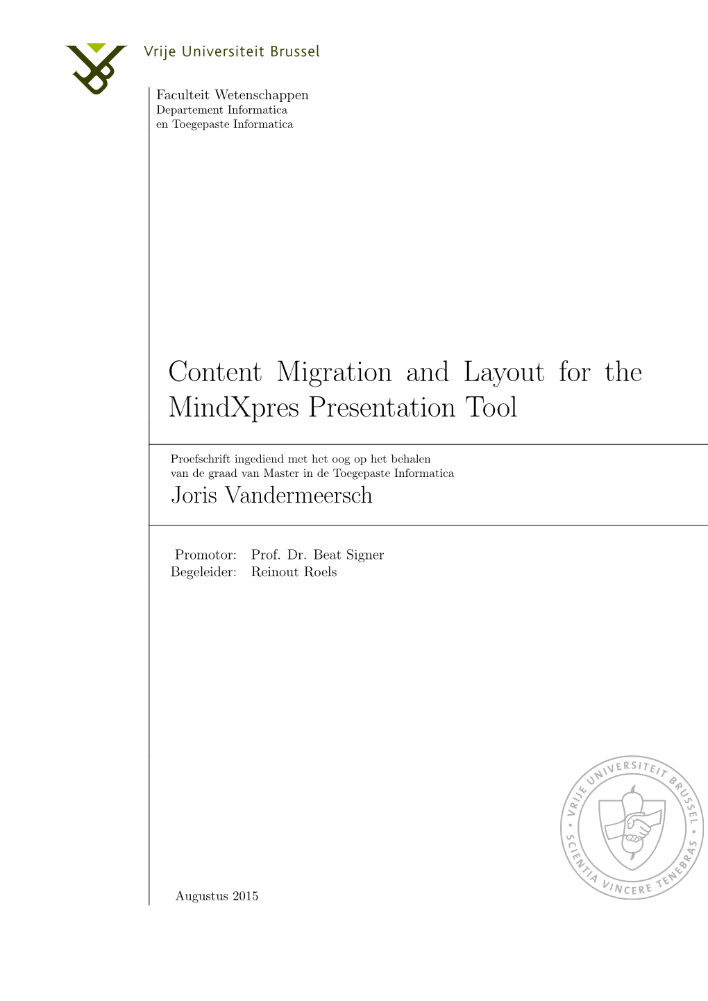 Content Migration and Layout for the Mindxpres Presentation Tool