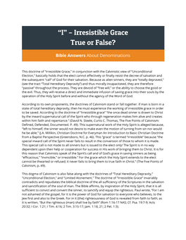 “I” – Irresistible Grace True Or False?