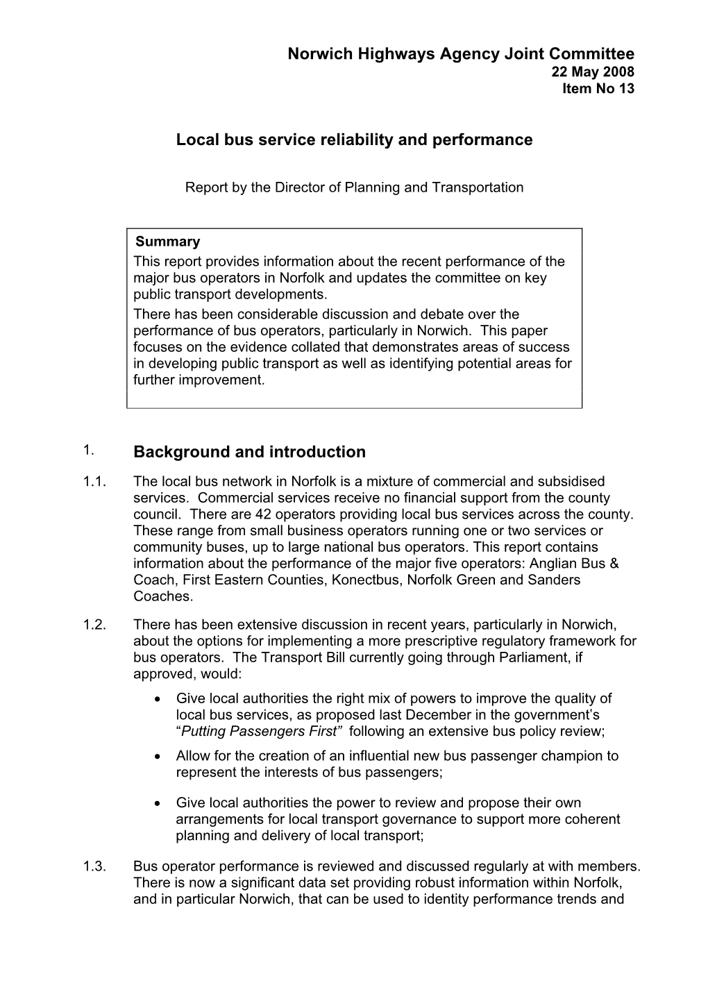 Report by the Director of Planning and Transportation