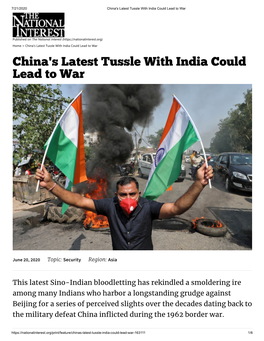 China's Latest Tussle with India Could Lead to War